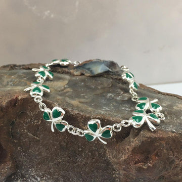 One of Celtic's epitome ~ Sterling Silver Jewelry Shamrock Link Bracelet TBG744 - Jewelry